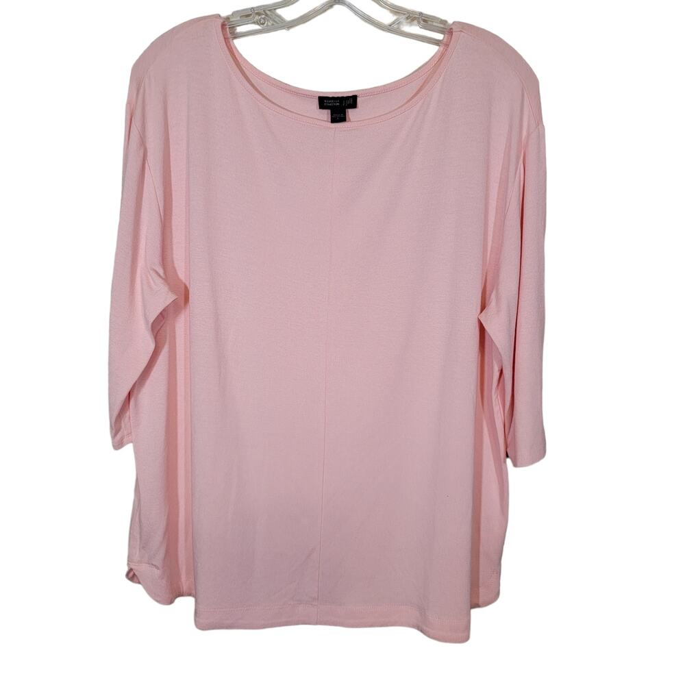 J. Jill Wearever Collection Round Neck Blouse Top 3/4 Sleeve Peach Size Large